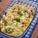 Drie kazen ovenpasta met pittig vlees