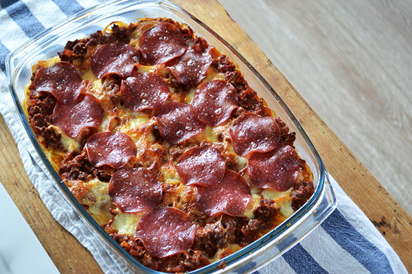 spaghetti pizza bake