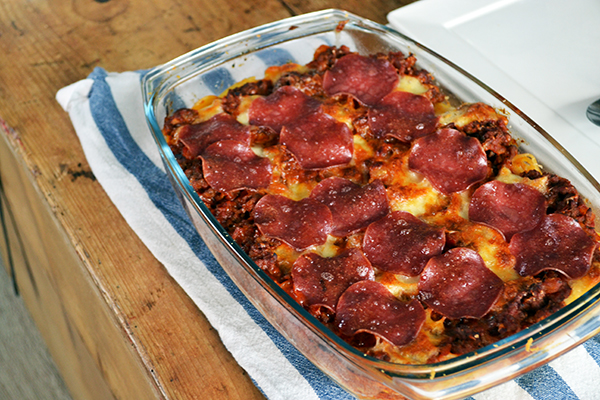 spaghetti pizza bake