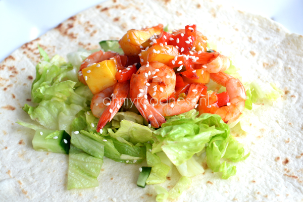 wraps met zoetzure garnalen