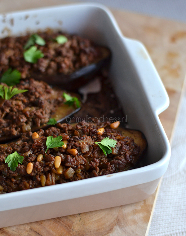 gevulde aubergines met gehakt