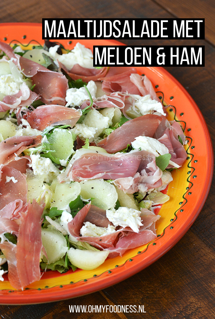 Maaltijdsalade met meloen en ham