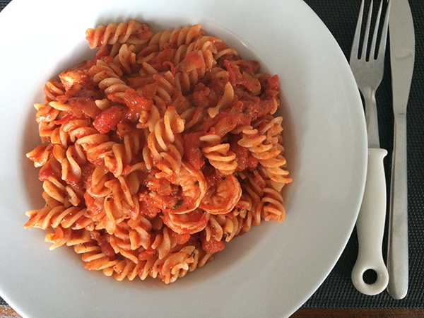 Fusilli met gamba's