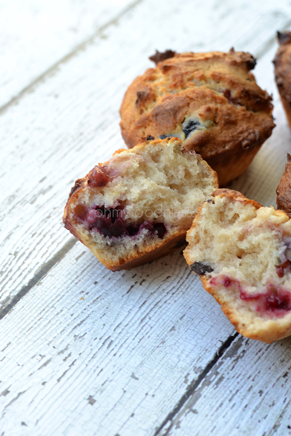 Ontbijtmuffins met yoghurt en kersen