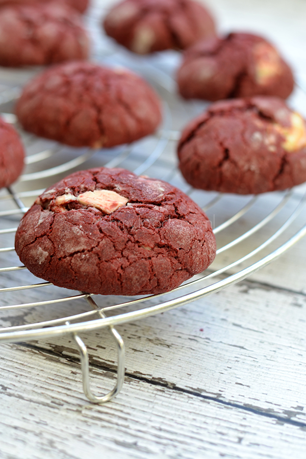 Red Velvet koekjes met witte chocolade