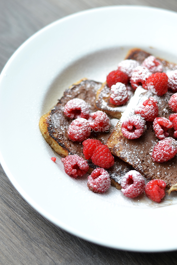 Wentelteefjes met Nutella en frambozen