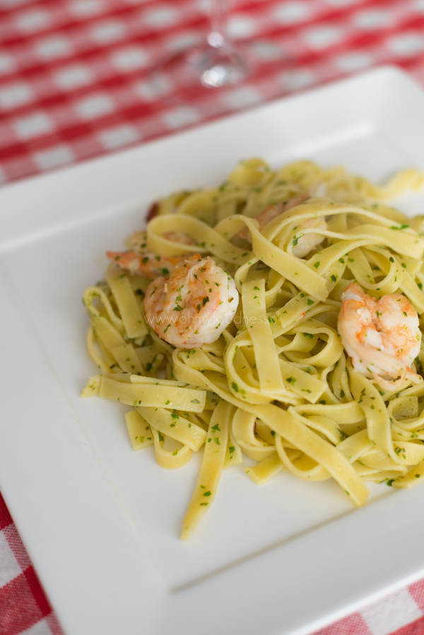 Tagliatelle met Pistou en gamba's