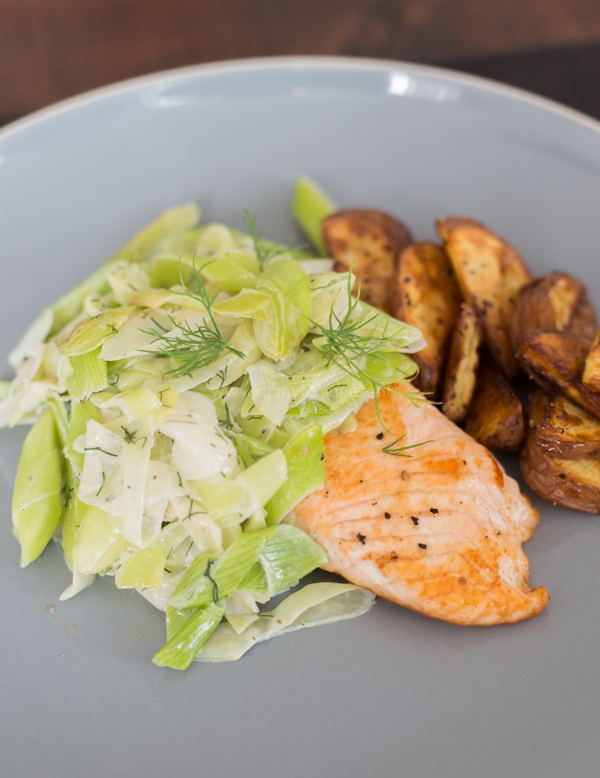 Romige prei met zalm