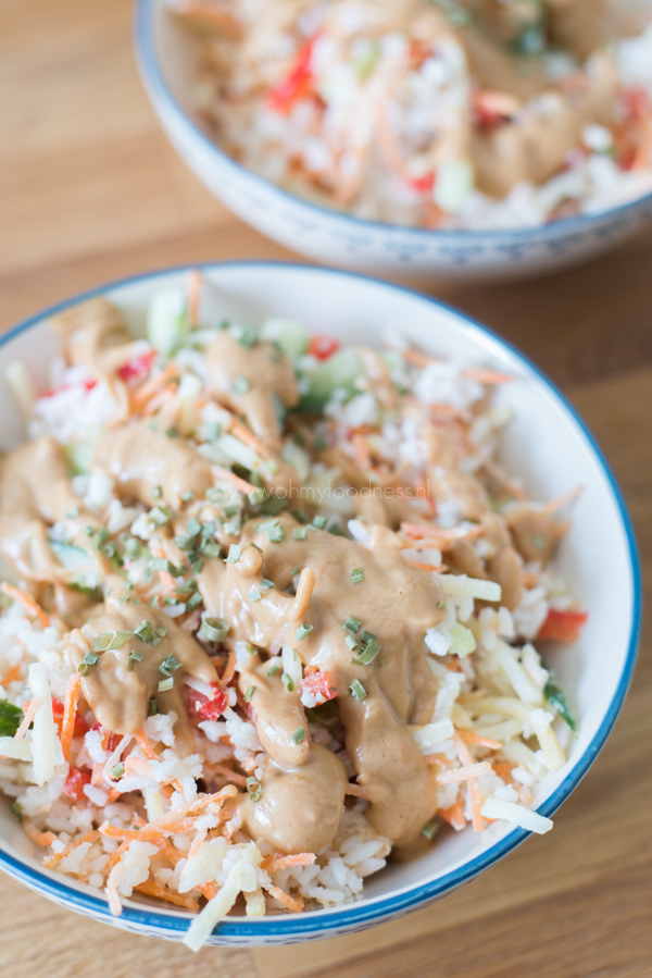 Thaise rijstsalade met kip