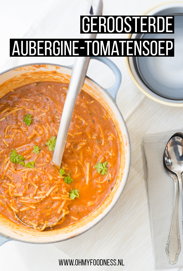 Geroosterde aubergine-tomatensoep