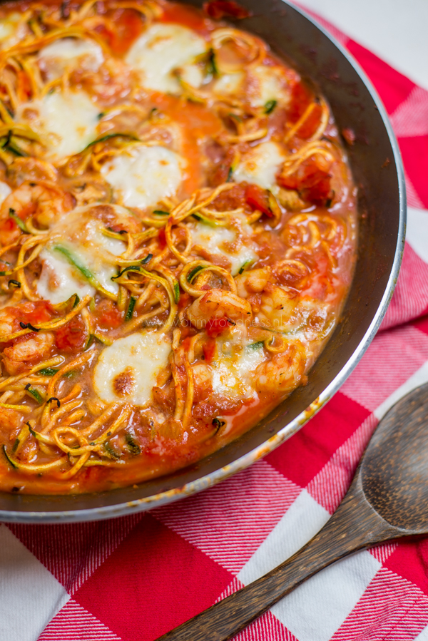 Courghetti met garnalen uit de oven