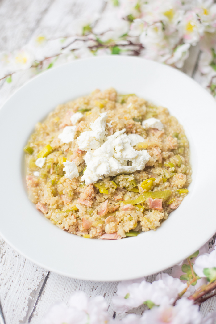 Quinoarisotto met prei en geitenkaas