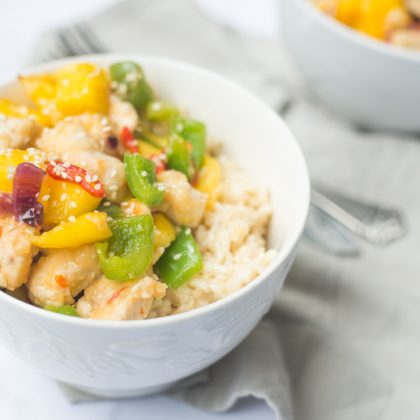 Kokosrijst met mangokip