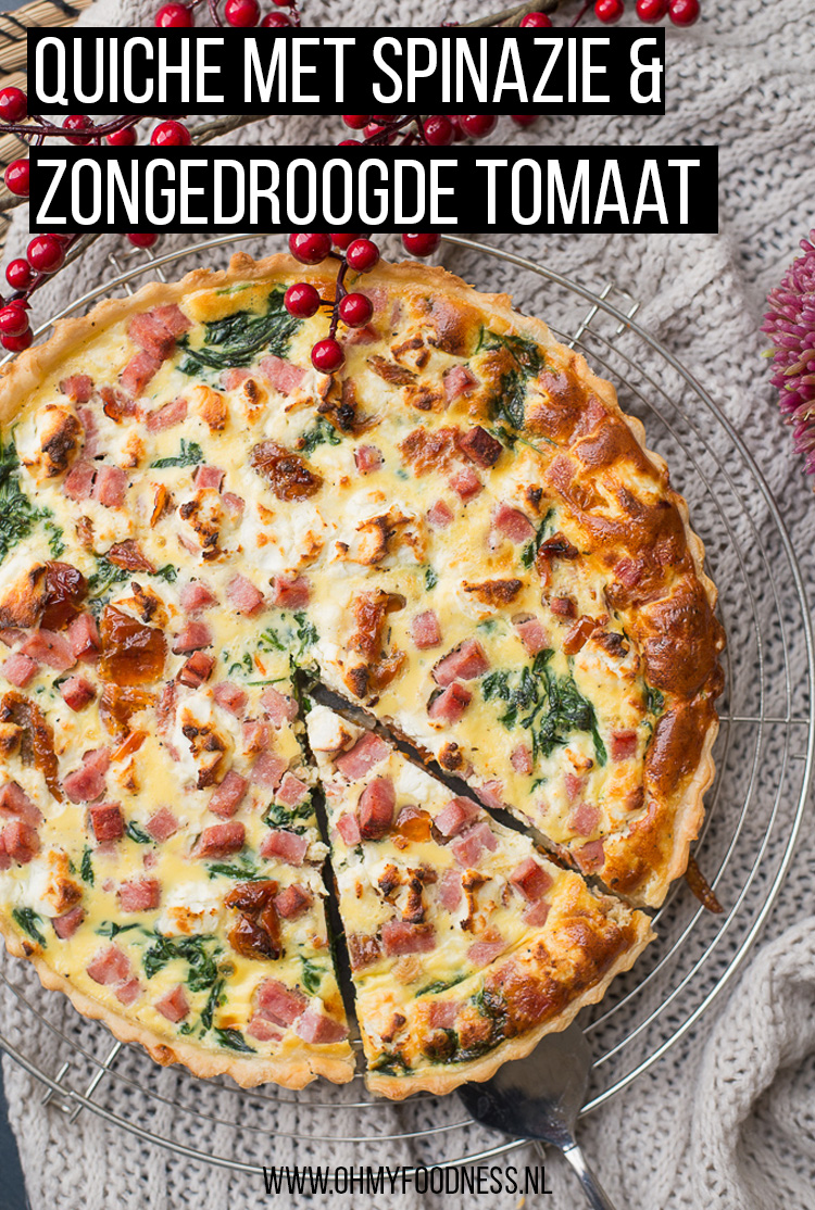 Quiche met spinazie en zongedroogde tomaat