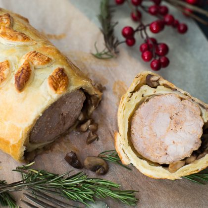 Rollade en croute met paddenstoelen