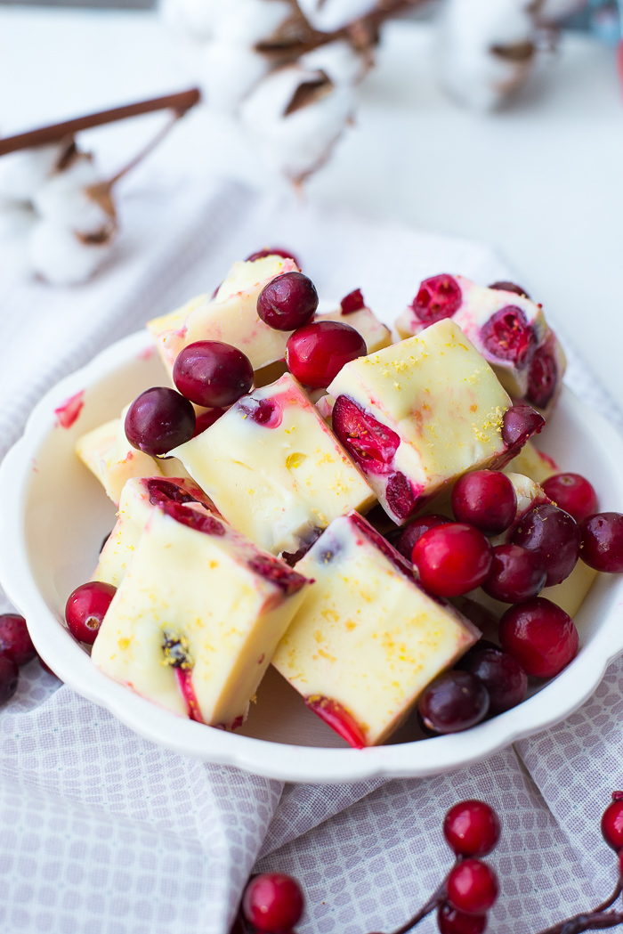 Witte chocoladefudge met cranberries