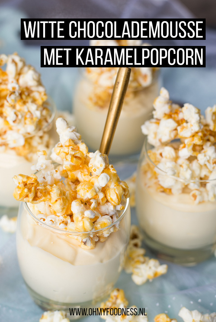 witte chocolademousse met karamelpopcorn