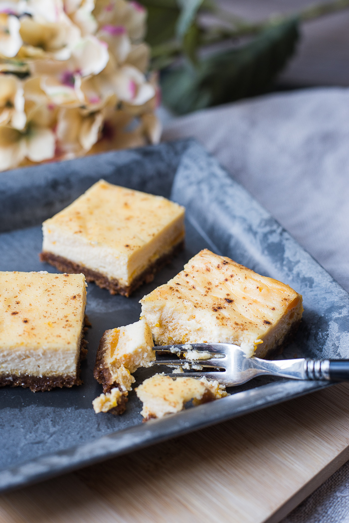 Pompoen-vanille cheesecakebars