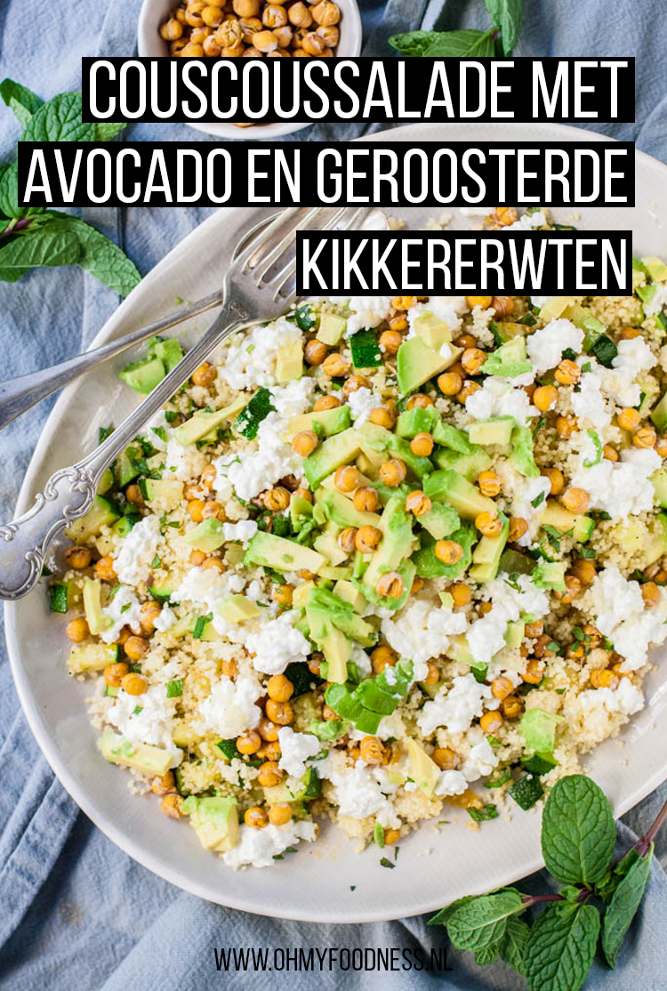 Couscoussalade met avocado en geroosterde kikkererwten