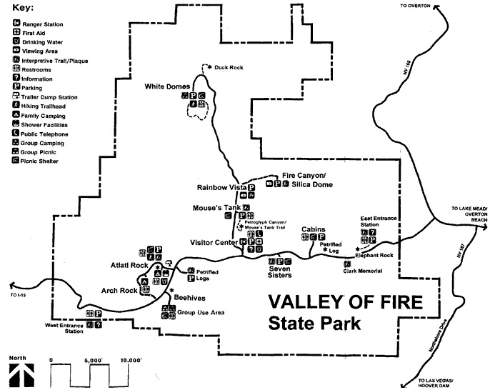 Valley of Fire plattegrond