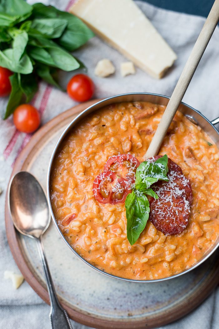 Tomatenrisotto met chorizo