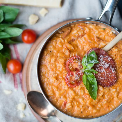 Tomatenrisotto met chorizo
