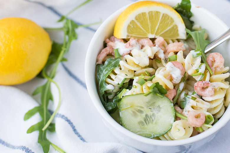 Frisse pastasalade met Hollandse garnalen