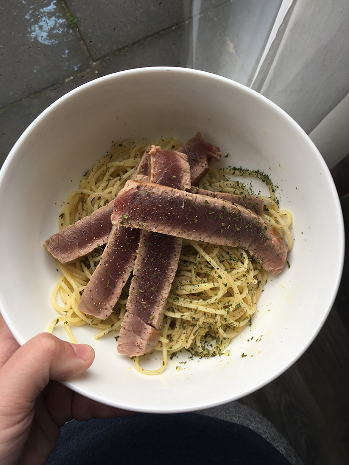 spaghetti met tonijn