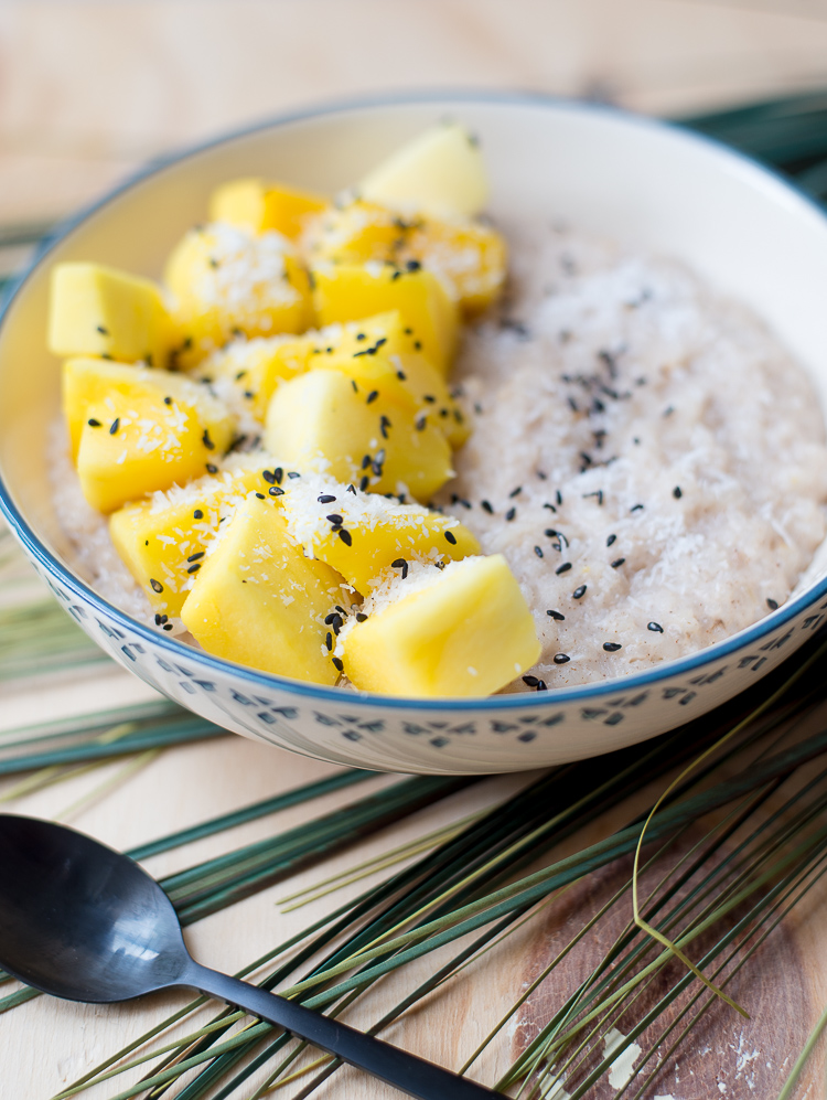 Kokosrijstepap met mango