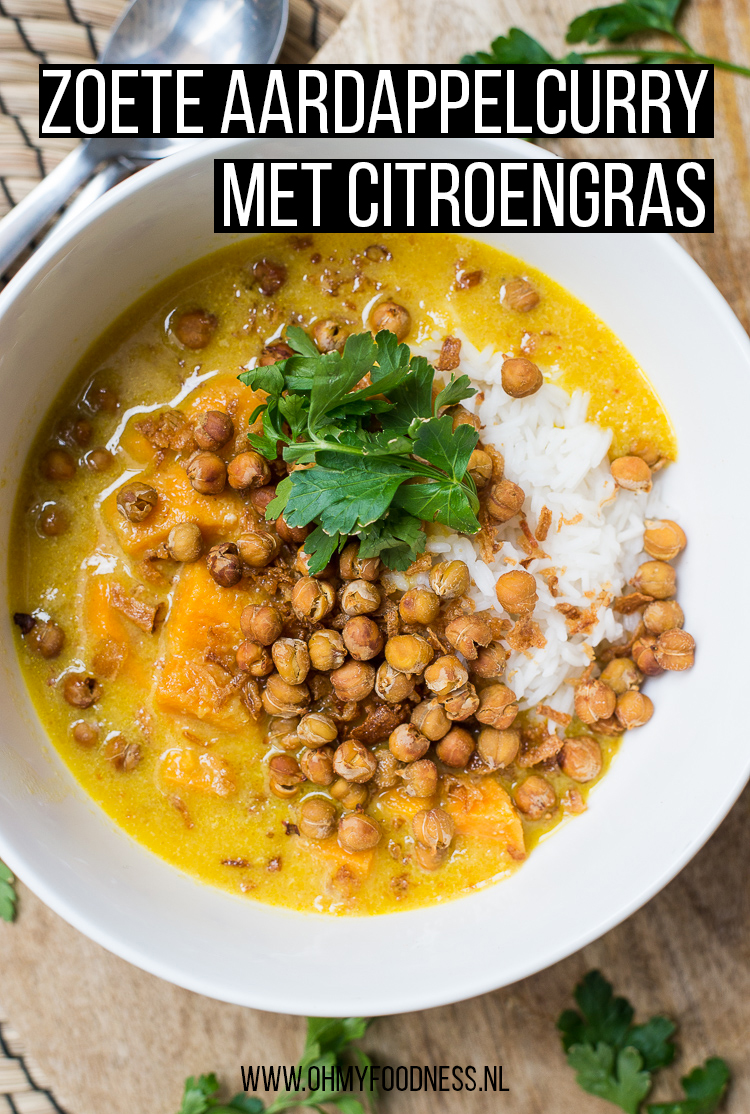 Zoete aardappelcurry met citroengras