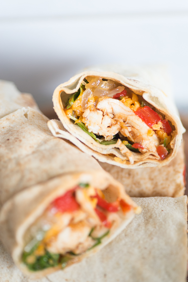 BBQ Pulled chicken wraps