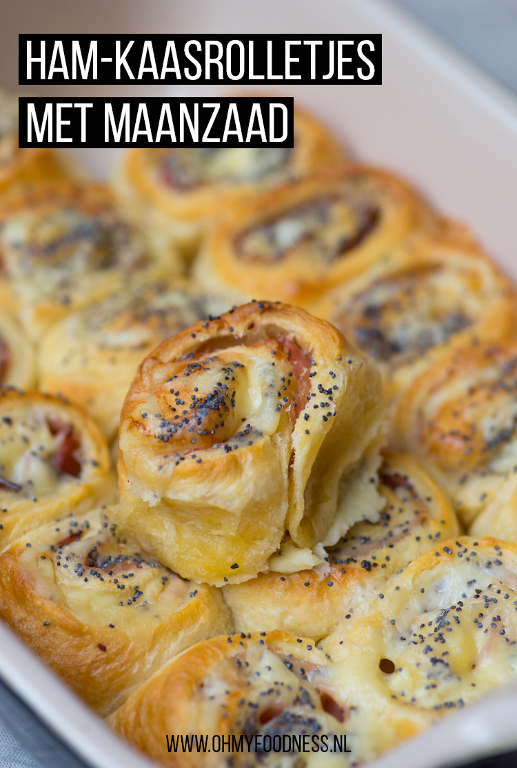 Ham-kaasrolletjes met maanzaad