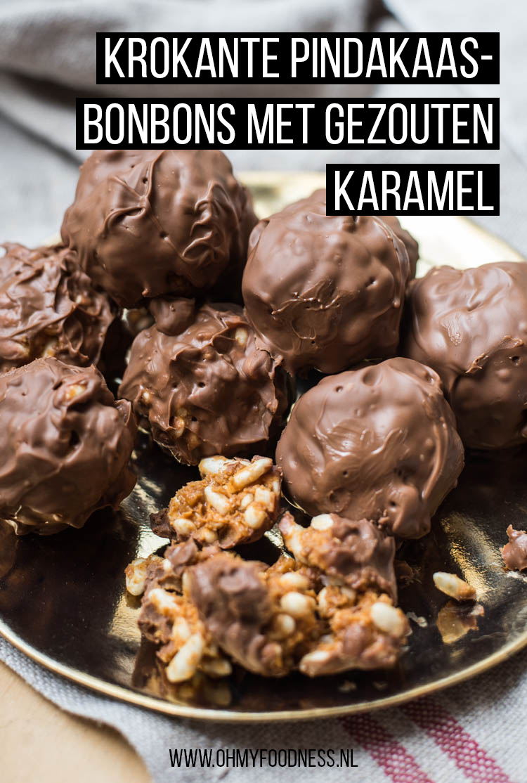 Krokante pindakaasbonbons met gezouten karamel