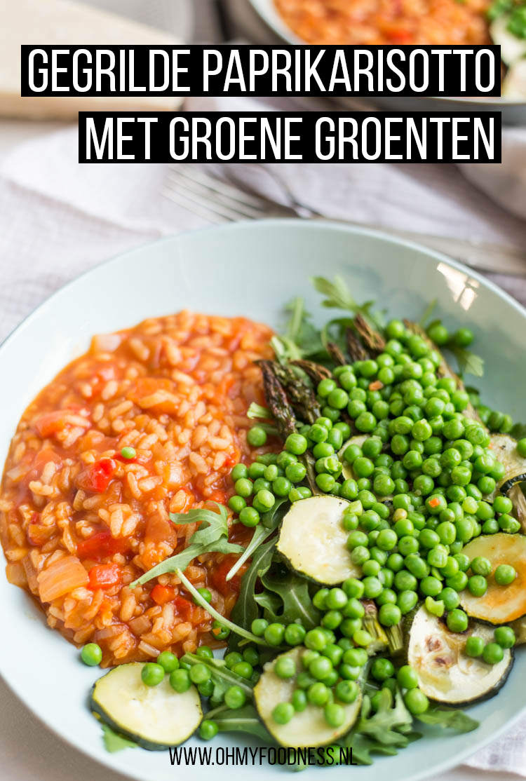 Gegrilde paprikarisotto met groene groenten