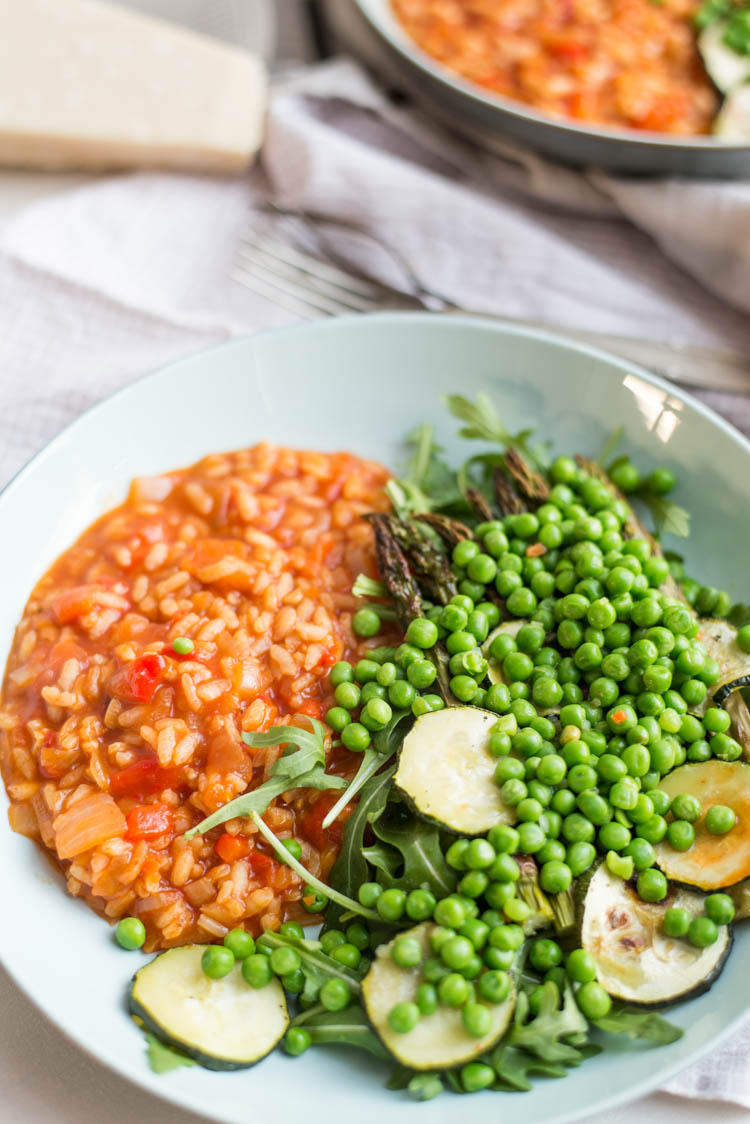 Gegrilde paprikarisotto met groene groenten