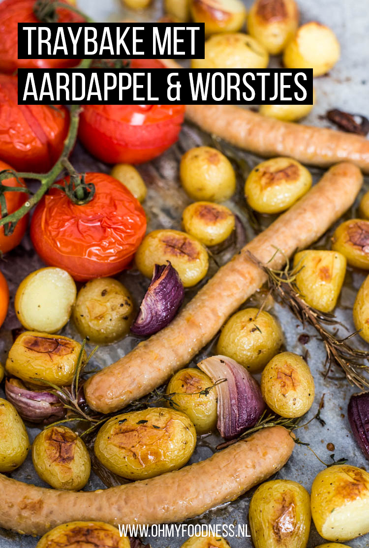 Traybake met aardappel en worstjes