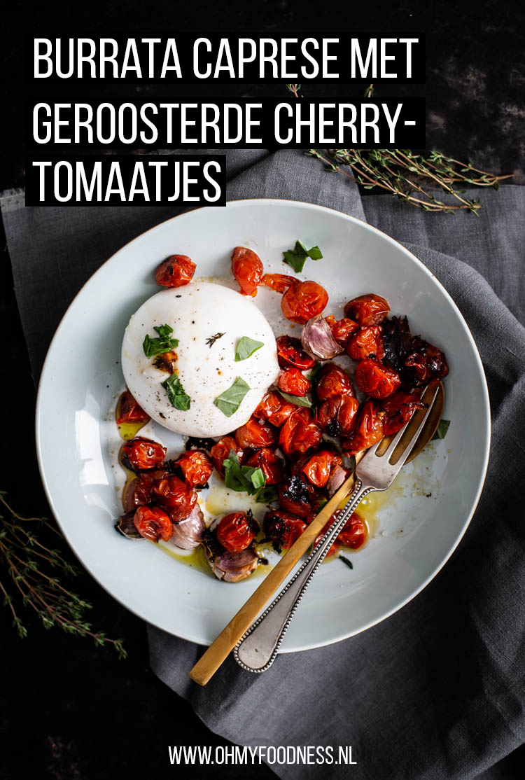 Burrata Caprese met geroosterde cherrytomaatjes