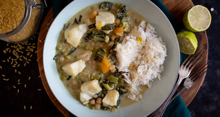 Groene curry met kabeljauw en paksoi