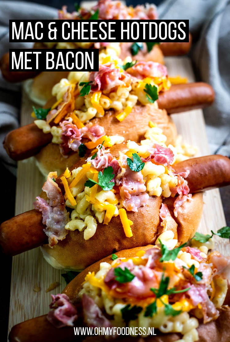 Mac & Cheese hotdogs met bacon