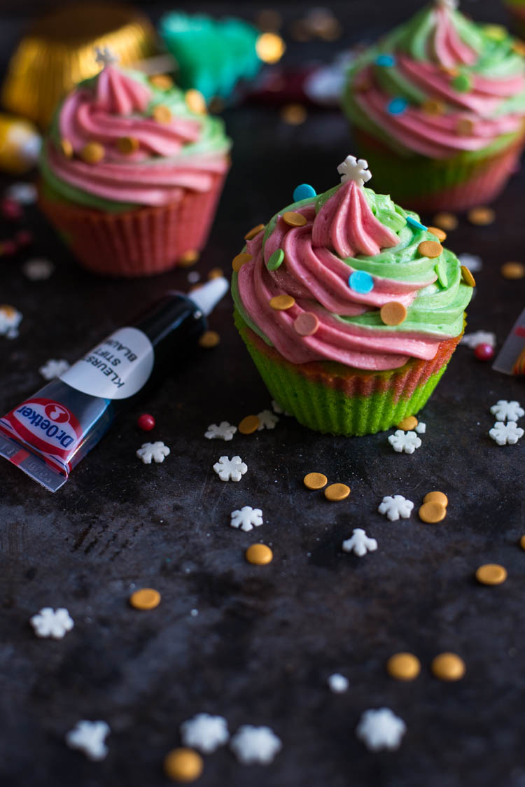 Vrolijke kerstcupcakes