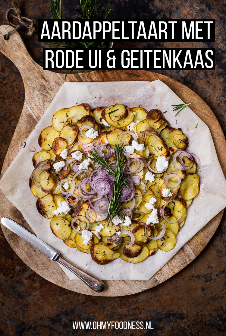 Aardappeltaart met rode ui en geitenkaas