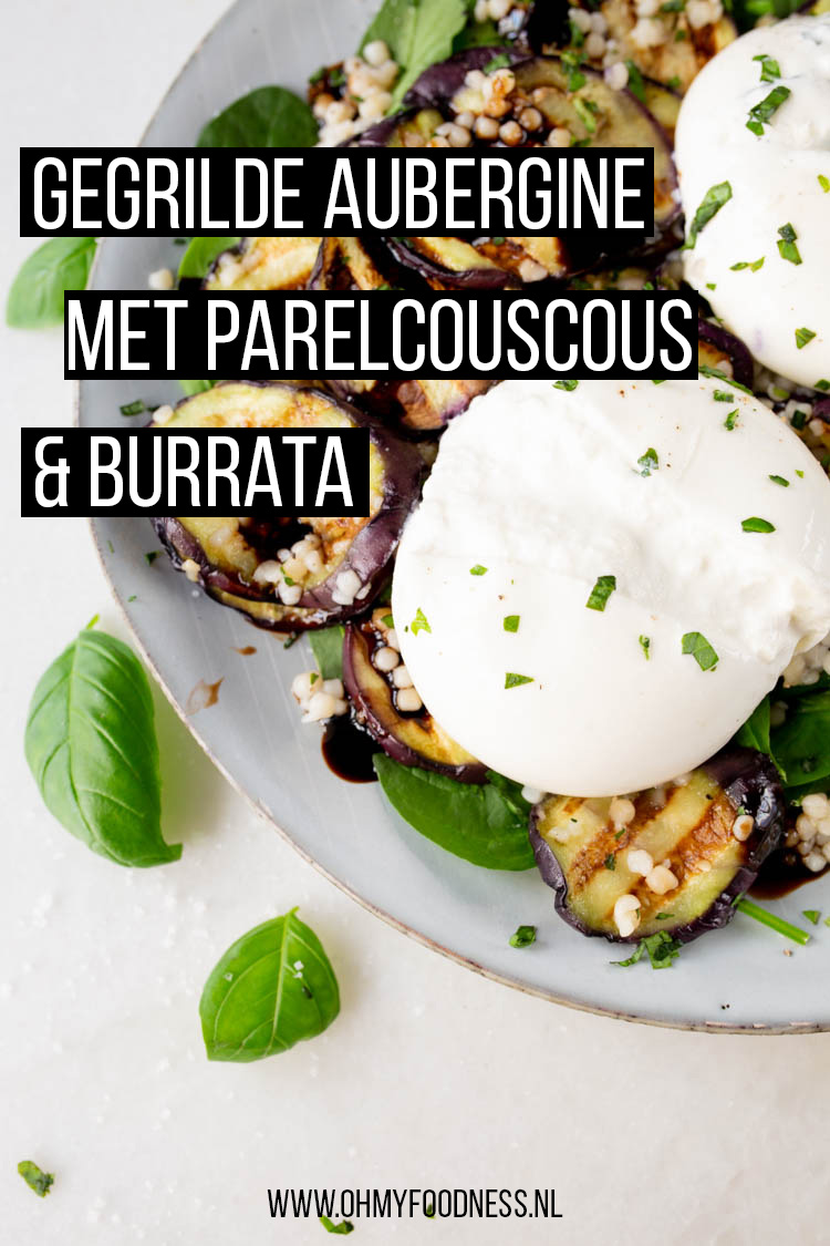 gegrilde aubergine met parelcouscous en burrata