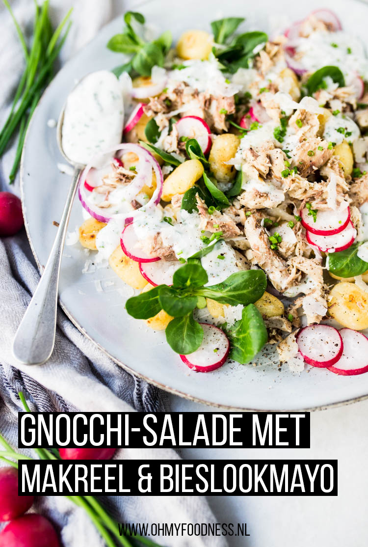 Gnocchi-salade met makreel en bieslookmayo