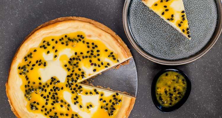 Witte chocolade cheesecake met passievrucht