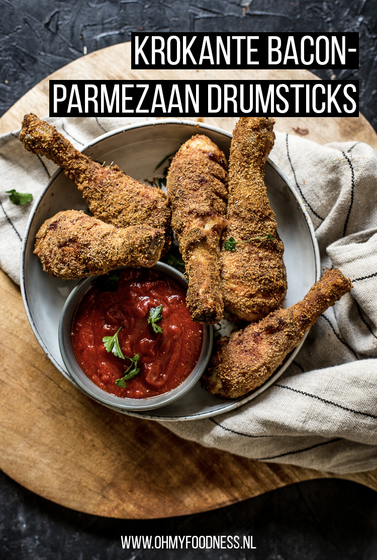 Krokante Bacon & Parmezaan drumsticks uit de oven