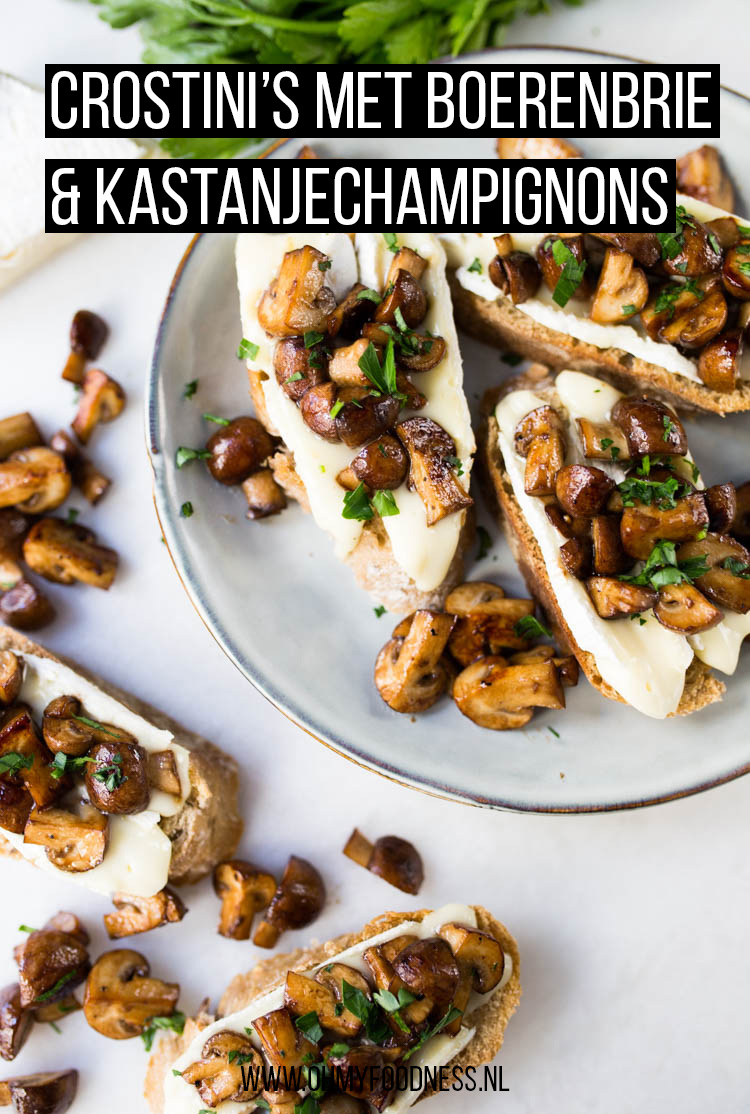 Crostini's met boerenbrie en kastanjechampignons