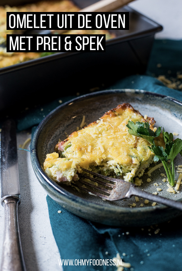 Omelet uit de oven met prei en spek