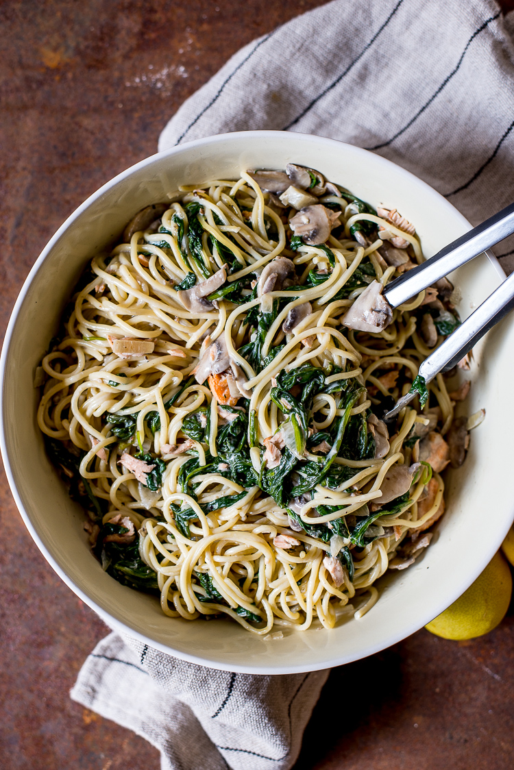 Spaghetti zalm florentine