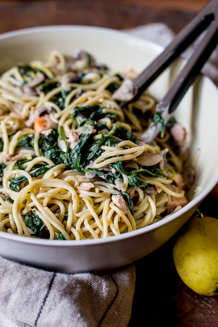 Spaghetti zalm florentine