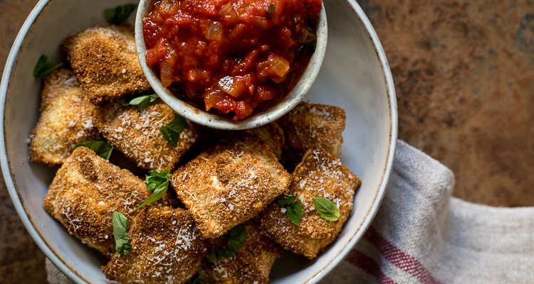 Krokante ravioli uit de Airfryer